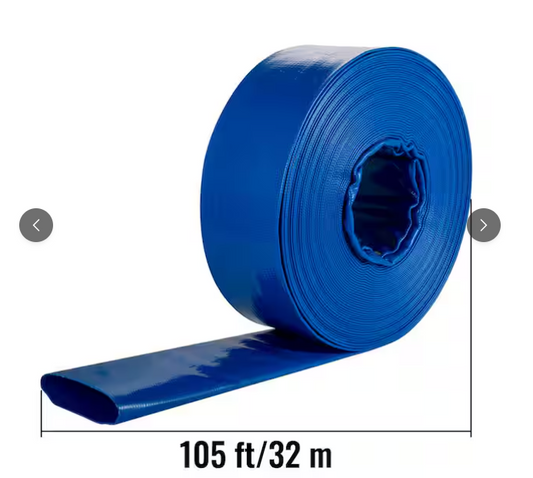 2 in.Dia x 105 ft. PVC Fabric Lay Flat Hose with Clamps, Blue