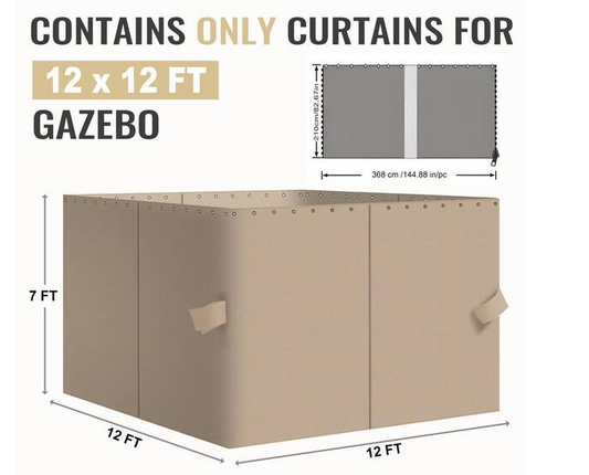 12 ft. x 12 ft. Gazebo Universal Replacement 4-Panel Privacy Curtain Sidewalls