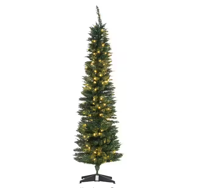 6 ft. Pre-Lit LED Slim Nobile Fir Artificial Christmas Tree with 200 Warm White Lights and 390 Tips