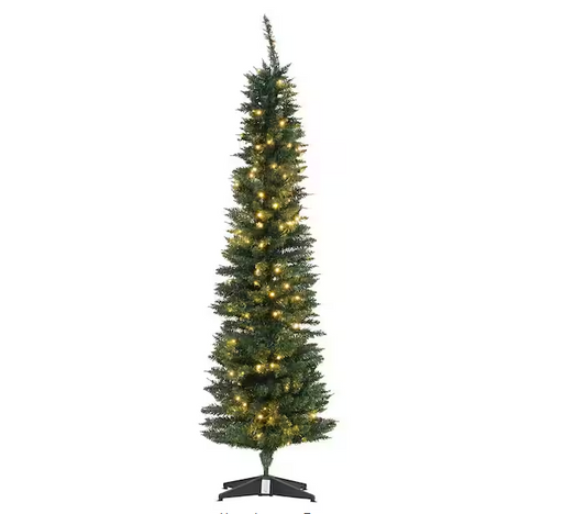 6 ft. Pre-Lit LED Slim Nobile Fir Artificial Christmas Tree with 200 Warm White Lights and 390 Tips