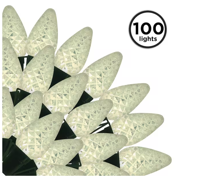 100-Light Warm White Faceted C7 LED Light Set