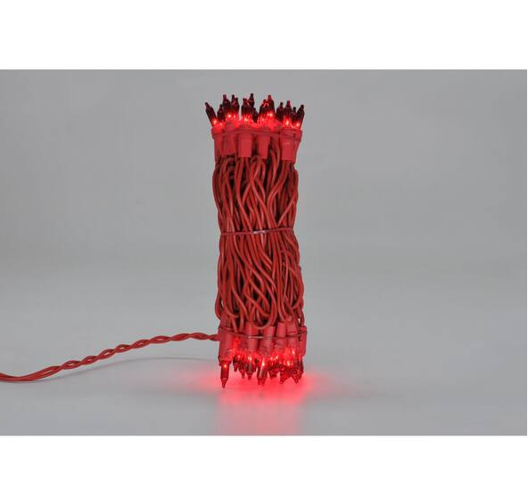 4PK 50-Light Designer Series Red Mini Lights, Red Wire