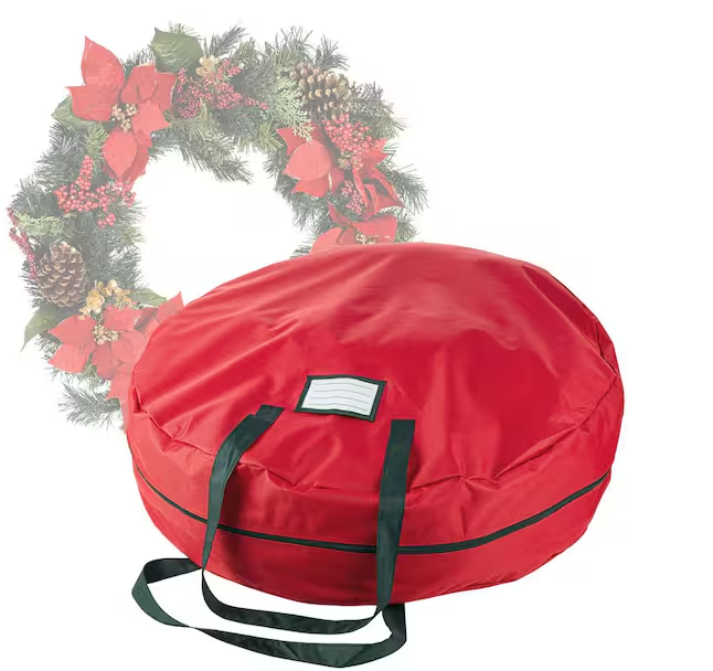 36 in. Artificial Red Canvas Supreme Christmas Wreath Storage Bag