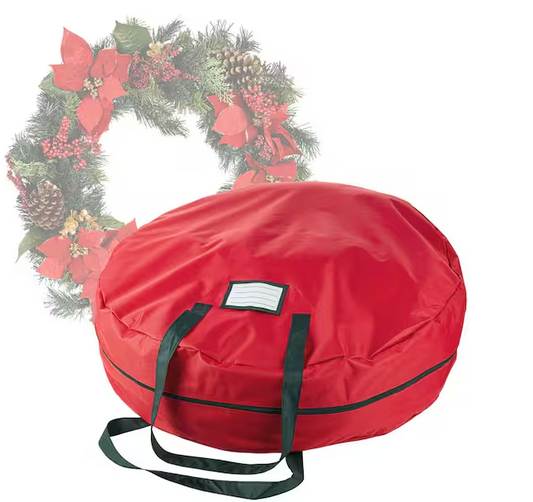 36 in. Artificial Red Canvas Supreme Christmas Wreath Storage Bag