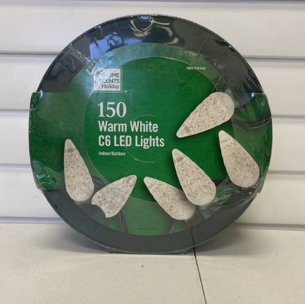 Home Accents Holiday 150-Count Warm White Faceted C6 LED String Lights