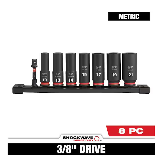 SHOCKWAVE Impact Duty 3/8 in. Metric Deep Impact Rated Socket Set (8-Piece)