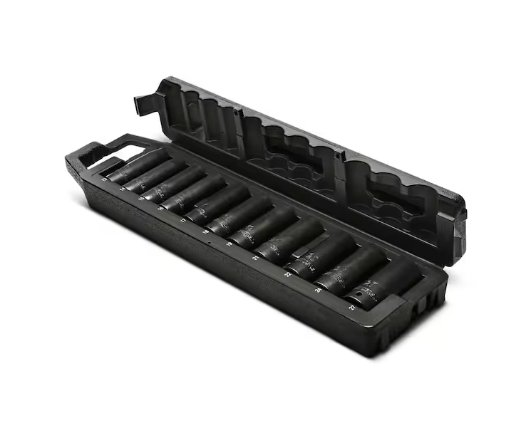 1/2 in. Drive Metric 6-Point Deep Impact Socket Set with Storage Case (11-Piece)