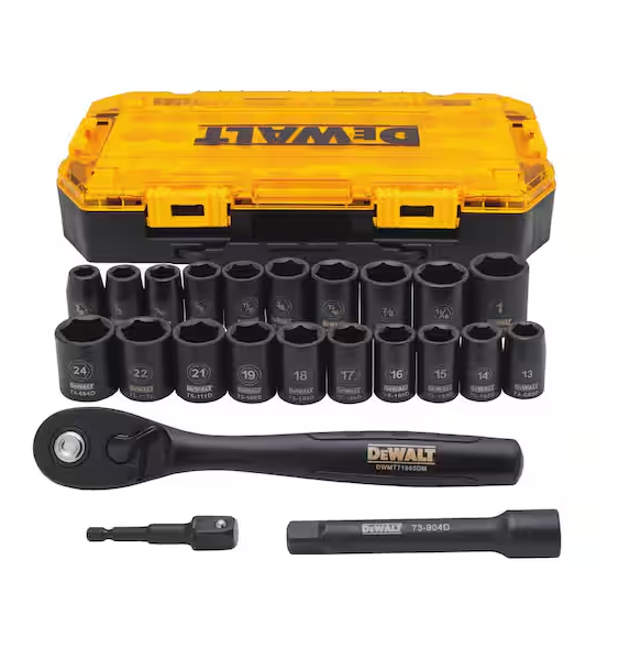 1/2 in. Drive SAE and Metric Socket Set with Ratchet (23-Piece)