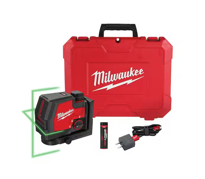 100 ft. REDLITHIUM Lithium-Ion USB Green Rechargeable Cross Line Laser Level