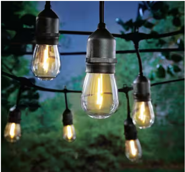 24-Light 48 ft. Indoor/Outdoor Plug-In Filament LED S14 Edison Bulb String-Light