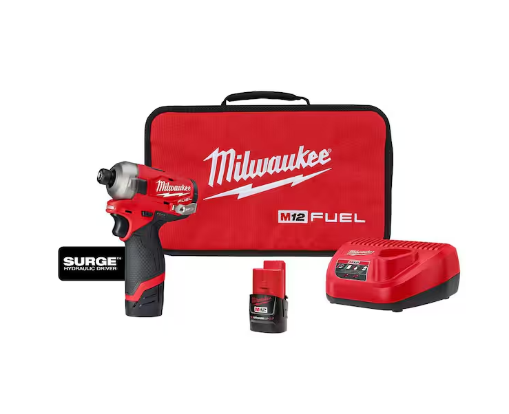 M12 FUEL SURGE 12V LI Brushless 1/4 Impact Driver Compact Kit w/Two 2.0Ah Batt