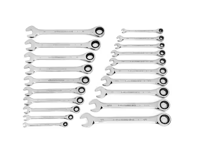 20-Piece SAE/Metric 12-Point Ratcheting Combination Wrench Set