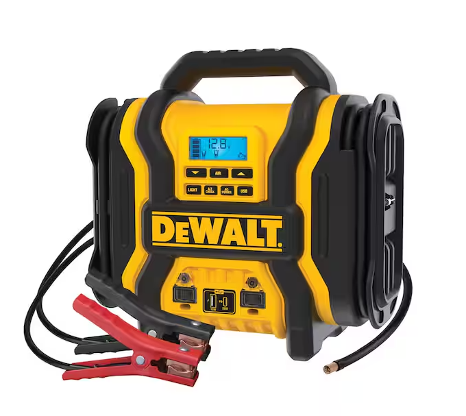 2000-Peak Amp Portable Jump Starter with Digital Compressor, USB and AC Power Bank