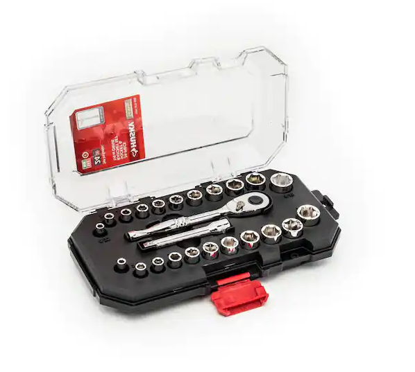 1/4 in. Drive Ratchet SAE/Metric Standard Socket Set (24-Piece)