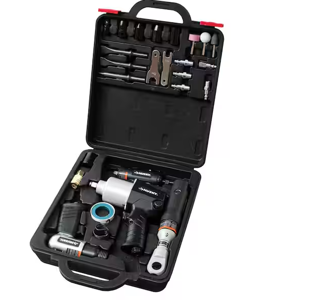 4-Pc Air Tool Kit W/ 1/2-in. Impact, 3/8-in. Ratchet, Die Grinder, Hammer, 27-Pieces