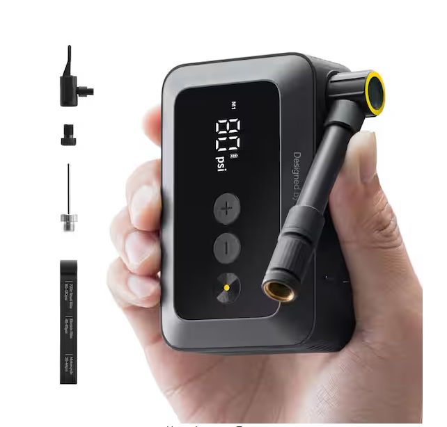 Mini Bike Tire Pump 150PSI Fast Inflate Electric Air Pump Pocket with Gauge