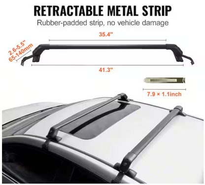 41.3" Alum Roof Rack Crossbars, Fit Roof w/o Side Rail 155lb Load Capacity