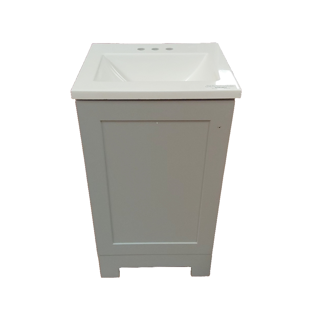 Glacier Bay 18 in. W x 17 in. D x 33 in. H Single Sink Freestanding Bath Vanity in Pearl Gray with White Cultured Marble Top