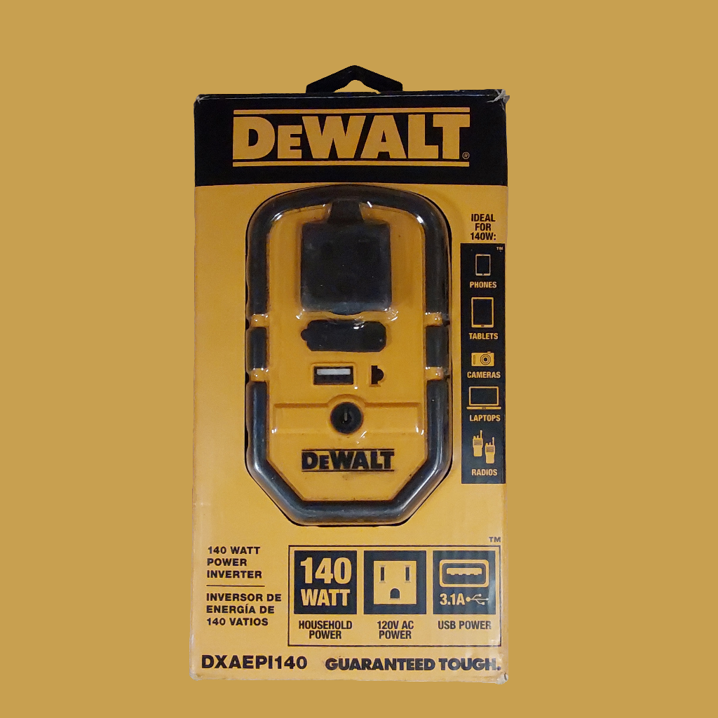 Dewalt 140-Watt Portable Car Power Inverter with Dual USB Ports