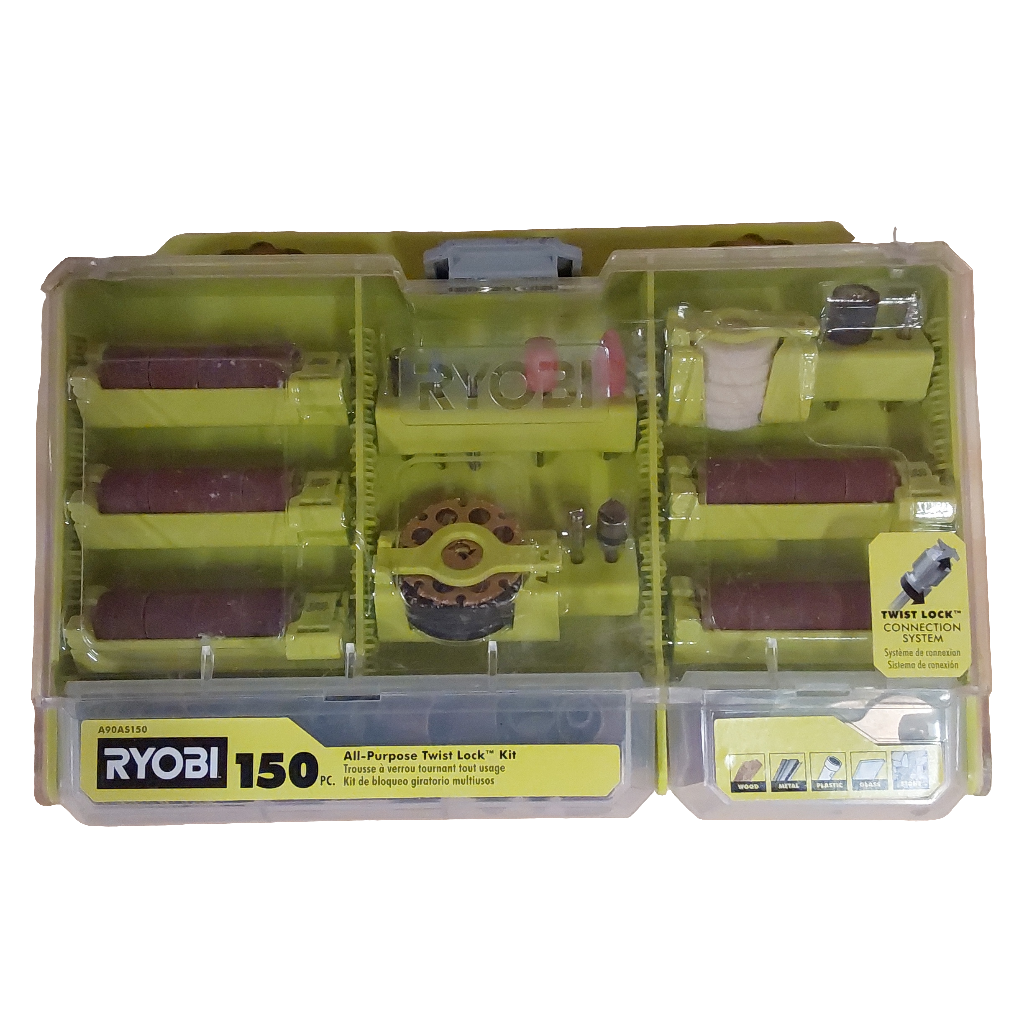 Ryobi Rotary Tool 150-Piece Twist Lock All-Purpose Kit (For Wood, Metal, and Plastic)