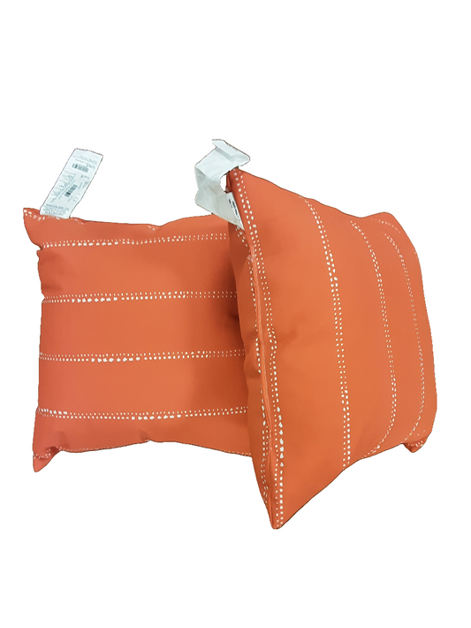 SORRA HOME Carlo Orange Square Outdoor Throw Pillow (2-Pack)