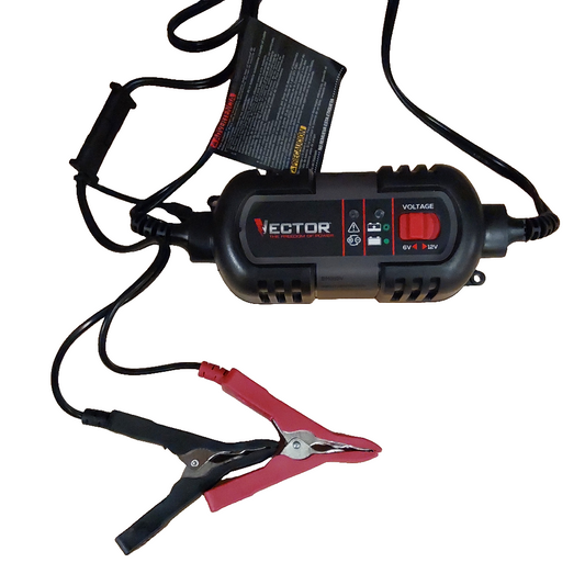 Vector 1.5 Amp Battery Charger, Battery Maintainer, Trickle Charger, 6V and 12V, Fully Automatic