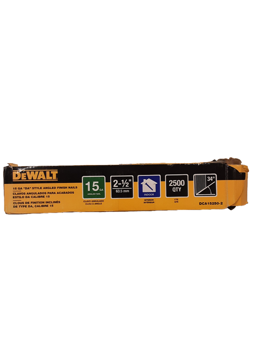 Dewalt 2-1/2 in. x 15-Gauge Bright Finish Angled Finish Nails