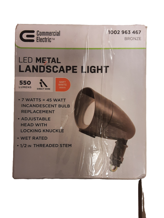 Commercial Electric 7Watt 550 Lumens CE Hardwired Bronze Integrated LED Landscape Flood Light