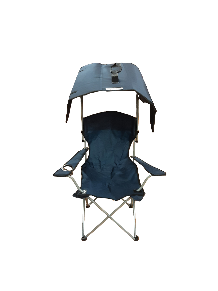 Metal Foldable Beach Canopy Chair Sun Protection Camping Lawn Canopy Chair 330 lbs. Load Folding Seat-Navy Blue