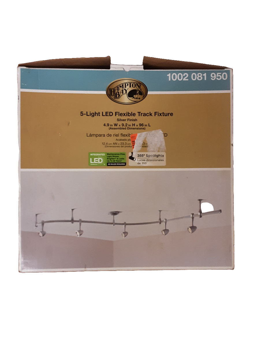 Hampton Bay 8 ft. Silver 5-Light Integrated LED Flex Track Lighting Kit