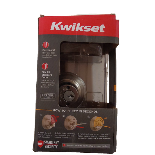 Kwikset Satin Nickel Double Cylinder Deadbolt featuring SmartKey Security