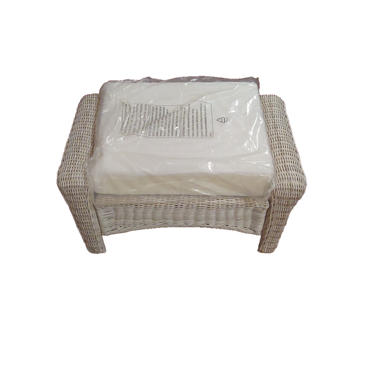 Hampton Bay Park Meadows Off-White Wicker Outdoor Patio Ottoman