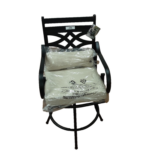 Swivel Metal Outdoor Bar Stool with Beige Cushion (2pk)