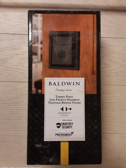 Baldwin Square Venetian Bronze Low Profile Single Cylinder Deadbolt Featuring SmartKey Security