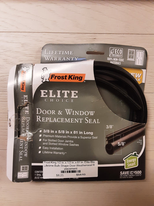 Frost King 1/2 in. x 1/2 in. x 81 in. Elite Black Lifetime Bulb Shape Door Weatherseal Replacement